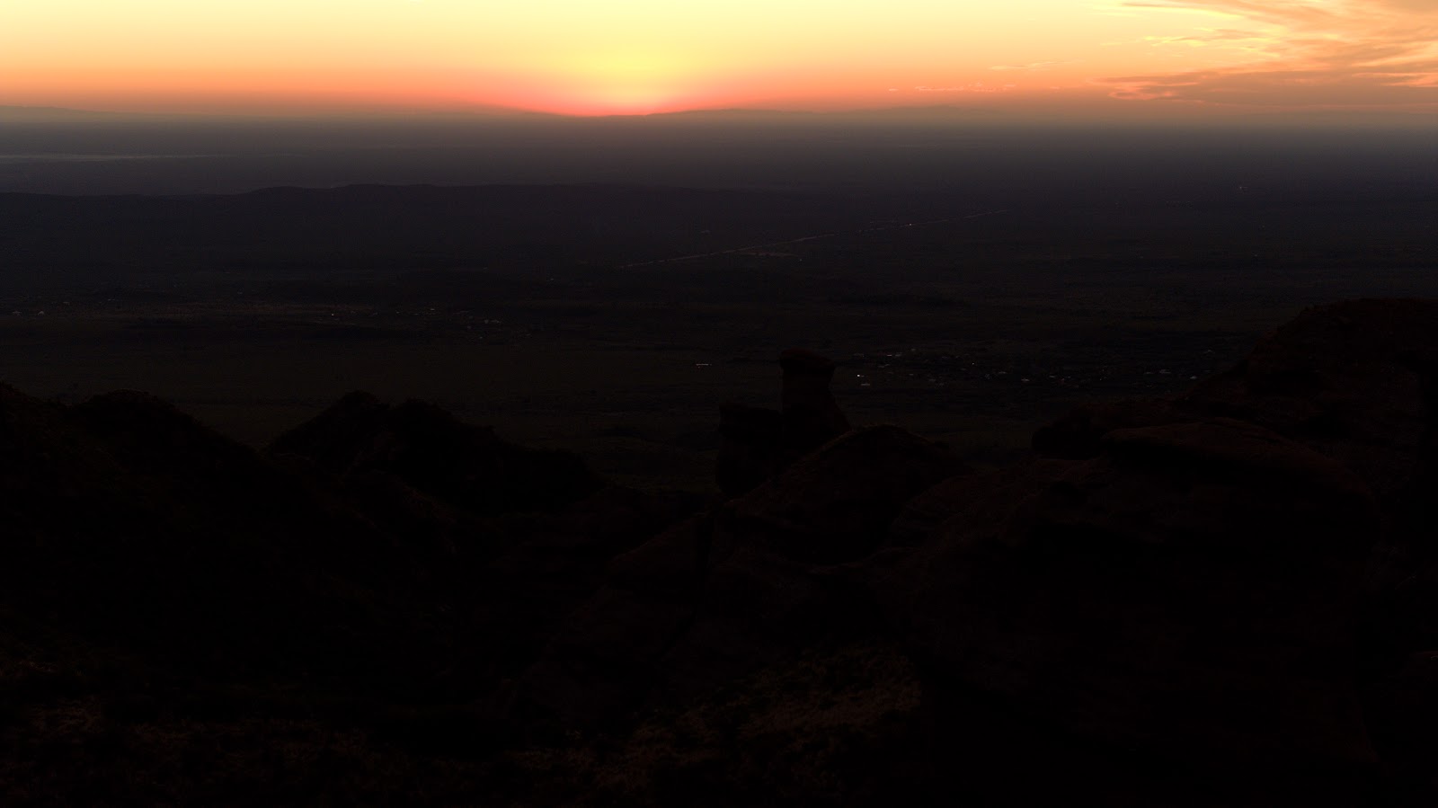 The sun setting over the sierras